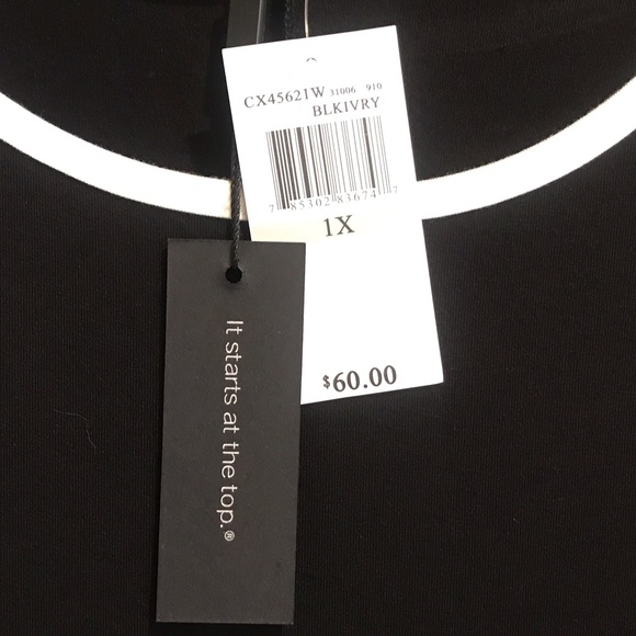 New Cable & Gauge Black Blouse with White Trim - Picture 5 of 7